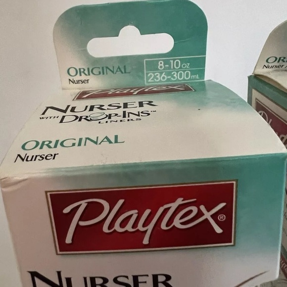 Playtex Original Drop In Nurser Bottle Slow Flow Natural Latex Nipple Lot Green - Picture 2 of 4